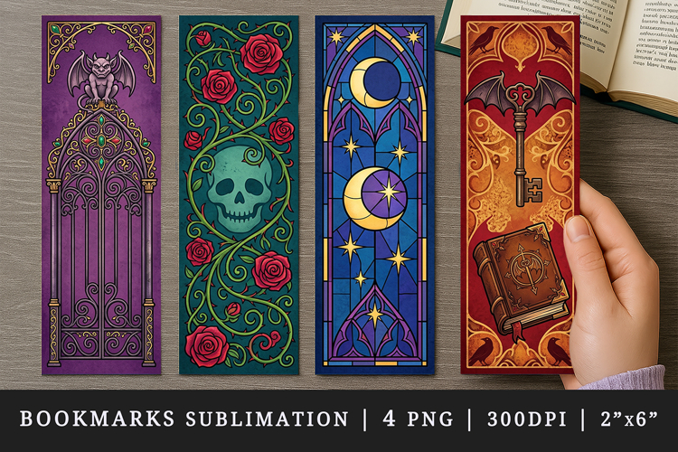 Gothic bookmarks printable sublimation bookmark design