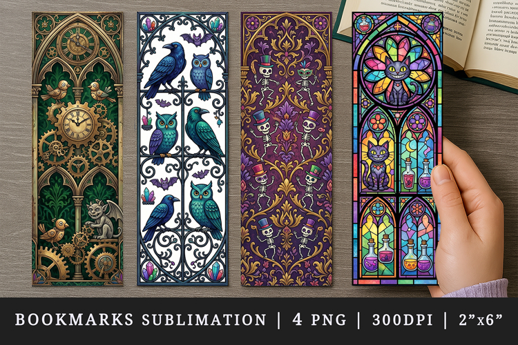 Gothic bookmarks printable sublimation bookmark design