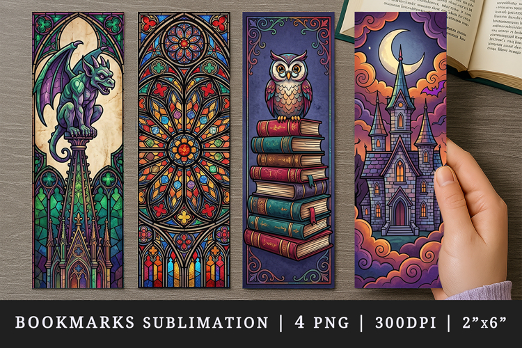 Gothic bookmarks printable sublimation bookmark design