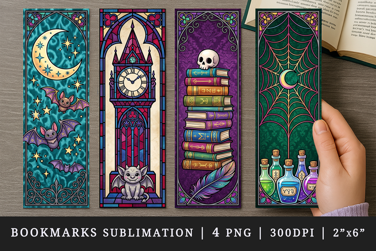 Gothic bookmarks printable sublimation bookmark design