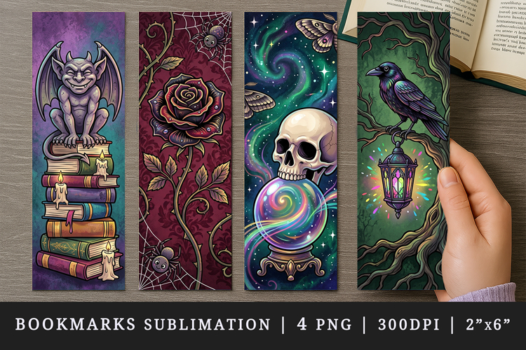 Gothic bookmarks printable sublimation bookmark design