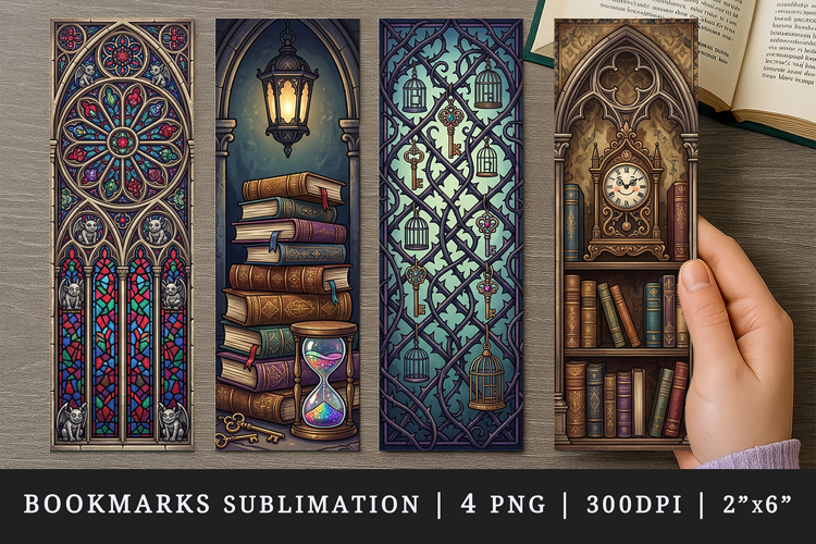 Gothic bookmarks printable sublimation bookmark design