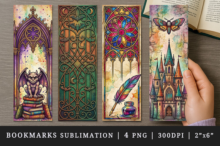 Gothic bookmarks printable sublimation bookmark design example image 1