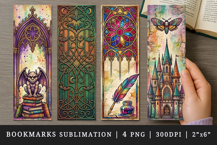 Gothic bookmarks printable sublimation bookmark design