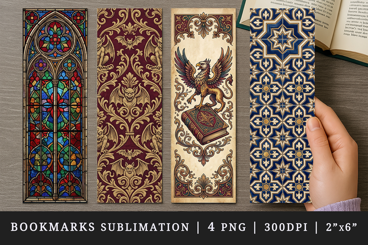Gothic bookmarks printable sublimation bookmark design