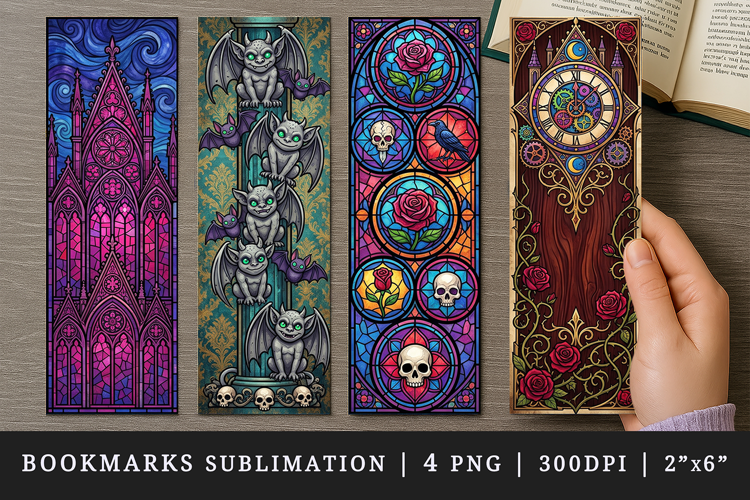 Gothic bookmarks printable sublimation bookmark design