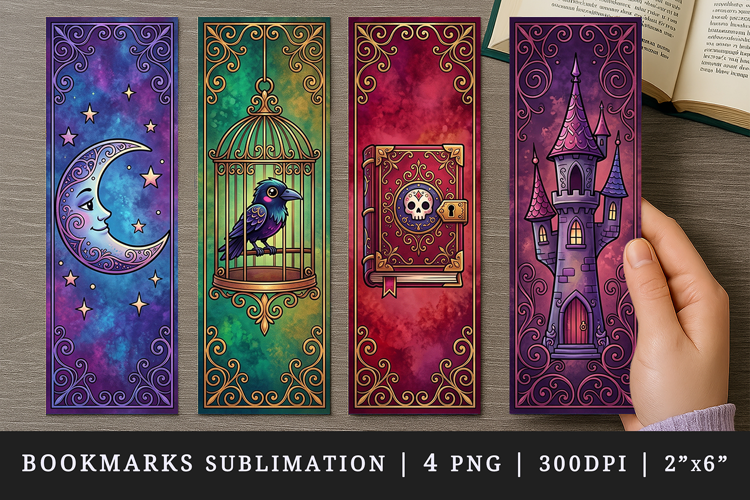 Gothic bookmarks printable sublimation bookmark design