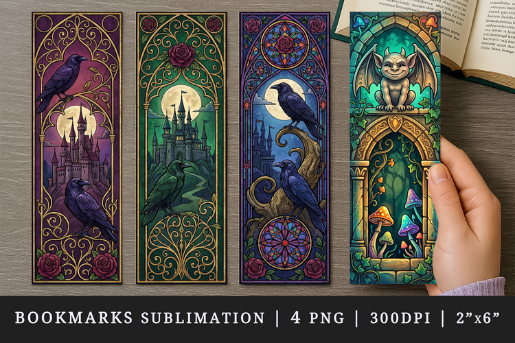 Gothic bookmarks printable sublimation bookmark design