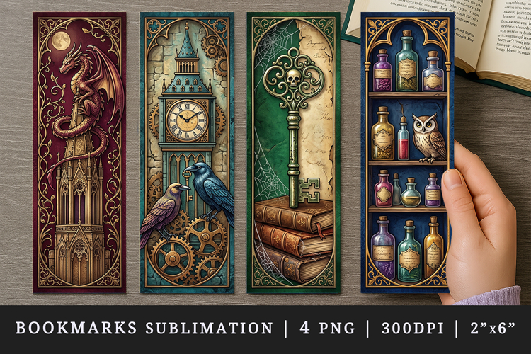 Gothic bookmarks printable sublimation bookmark design