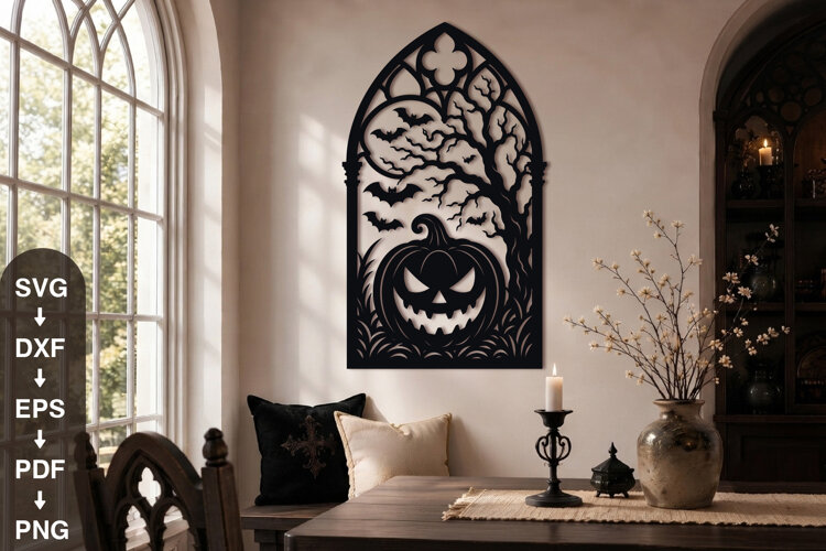 Gothic Pumpkin Halloween SVG example image 1