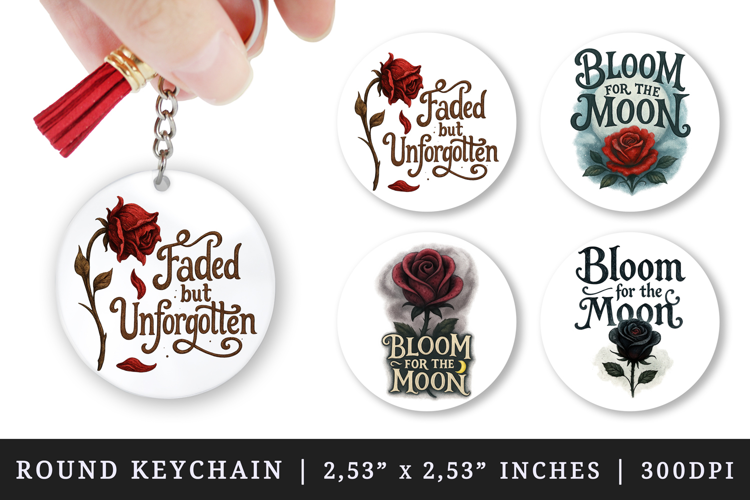 Gothic Quote round keychain pintable sublimation design png