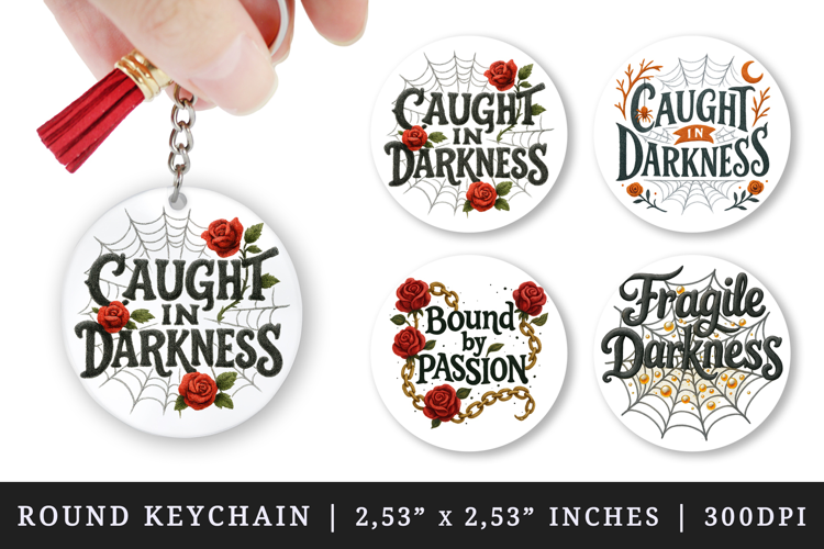 Gothic Quote round keychain pintable sublimation design png