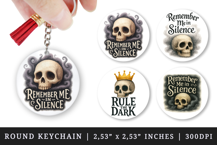 Gothic Quote round keychain pintable sublimation design png