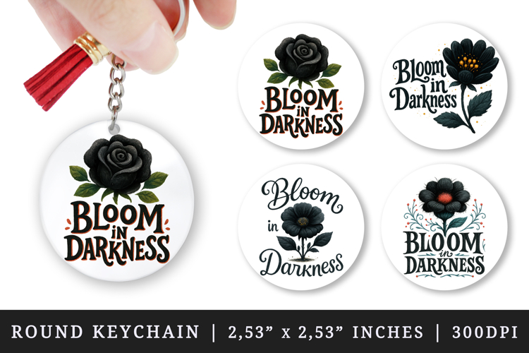 Gothic Quote round keychain pintable sublimation design png