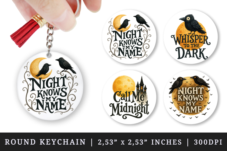 Gothic Quote round keychain pintable sublimation design png