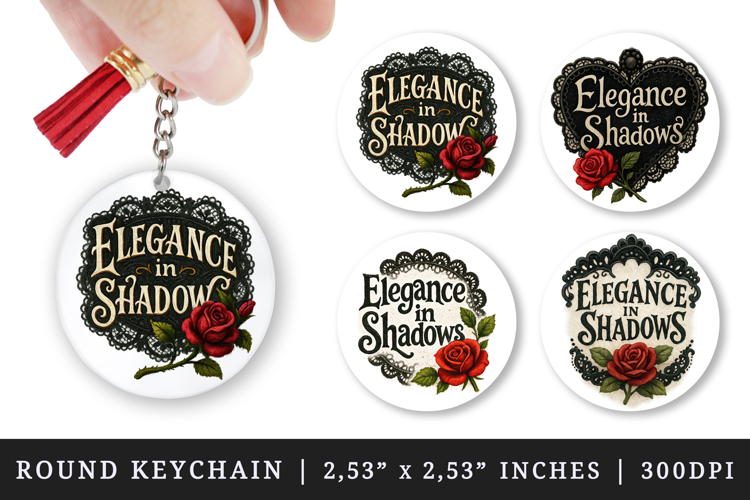 Gothic Quote round keychain pintable sublimation design png