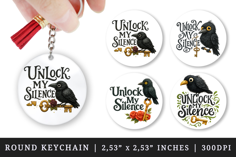 Gothic Quote round keychain pintable sublimation design png