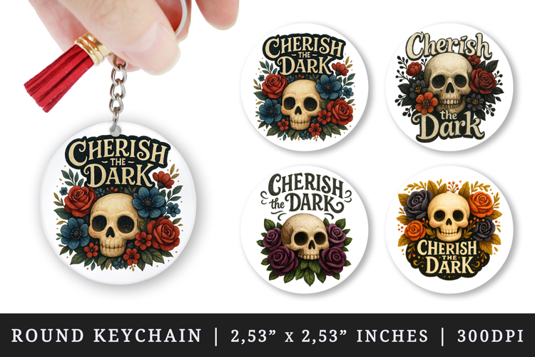 Gothic Quote round keychain pintable sublimation design png