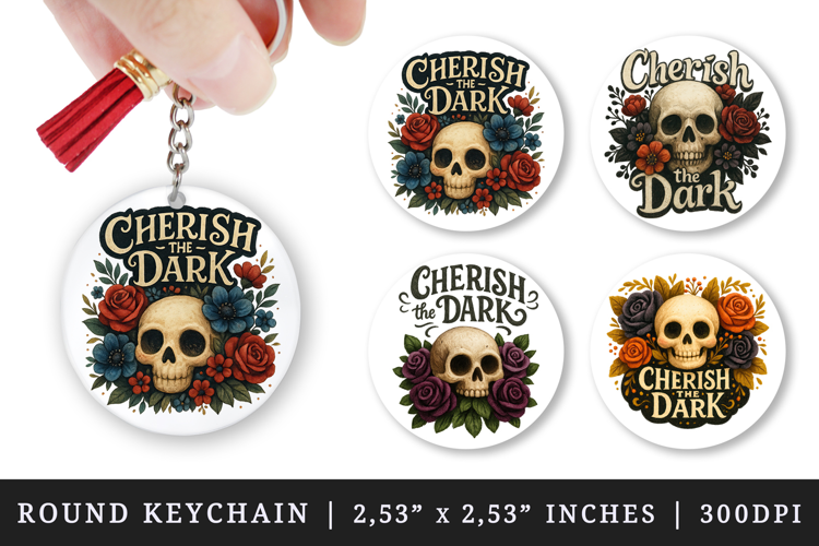Gothic Quote round keychain pintable sublimation design png