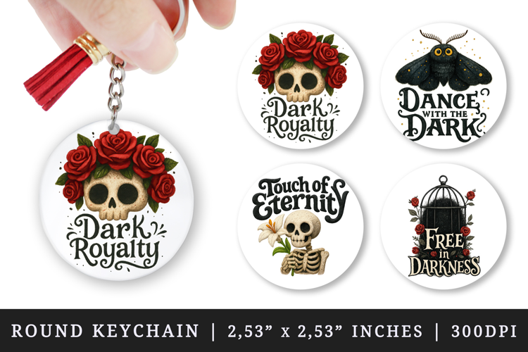 Gothic Quote round keychain pintable sublimation design png