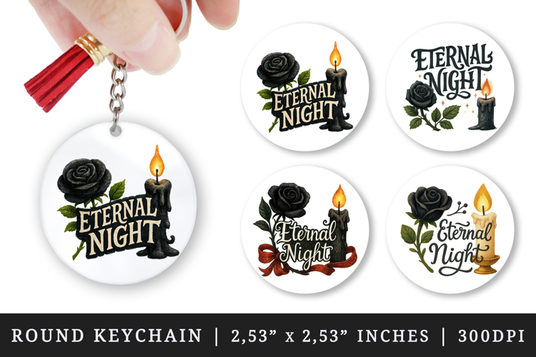 Gothic Quote round keychain pintable sublimation design png