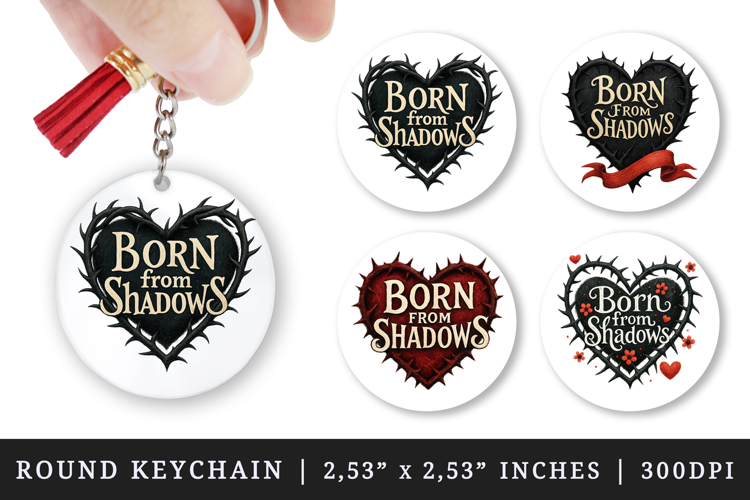 Gothic Quote round keychain pintable sublimation design png