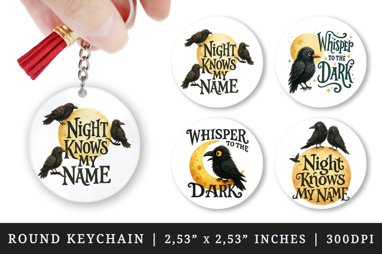 Gothic Quote round keychain pintable sublimation design png