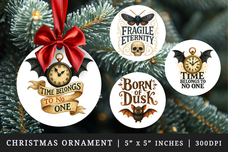 Gothic Quote round ornaments sublimation design