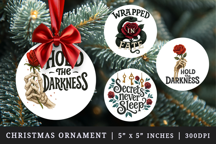 Gothic Quote round ornaments sublimation design