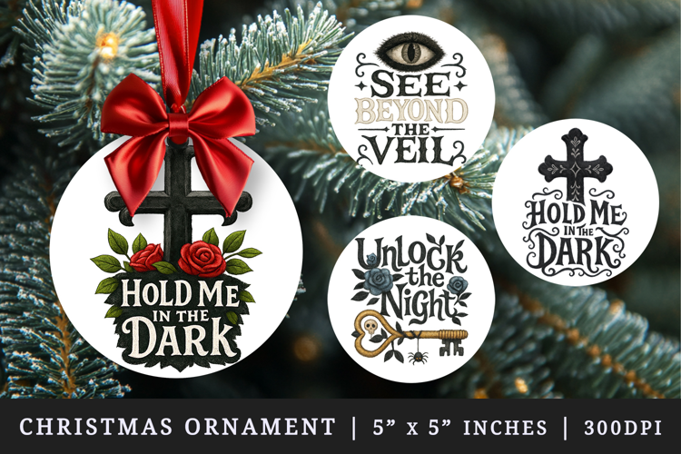 Gothic Quote round ornaments sublimation design