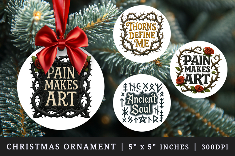 Gothic Quote round ornaments sublimation design