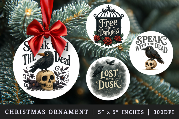 Gothic Quote round ornaments sublimation design