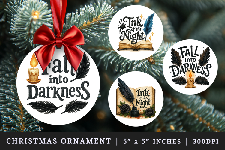 Gothic Quote round ornaments sublimation design