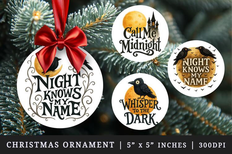 Gothic Quote round ornaments sublimation design