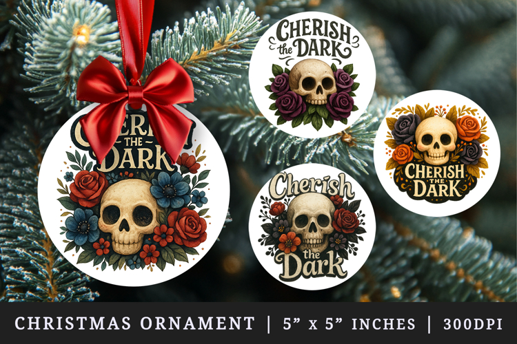 Gothic Quote round ornaments sublimation design