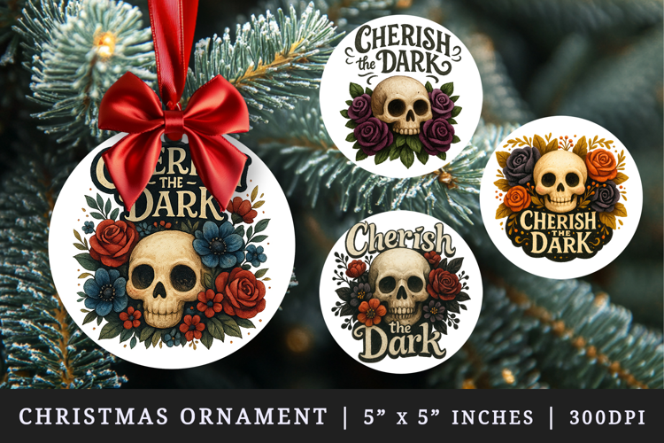 Gothic Quote round ornaments sublimation design