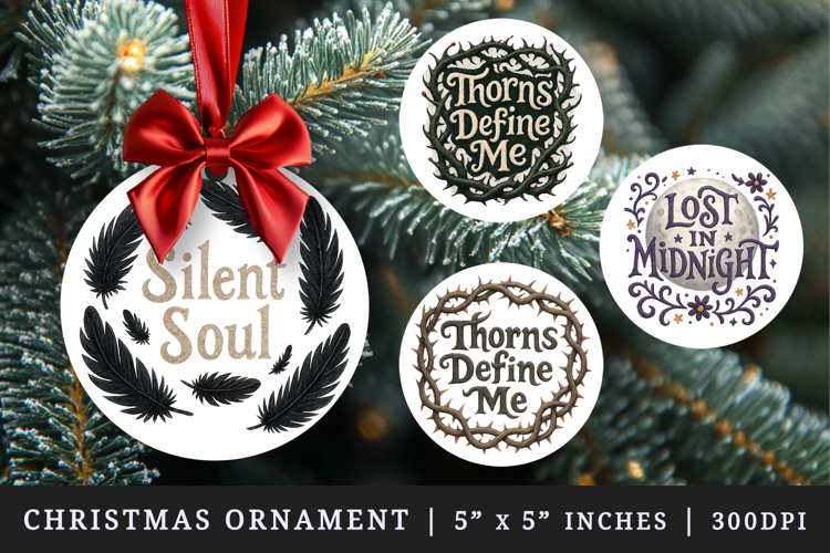 Gothic Quote round ornaments sublimation design