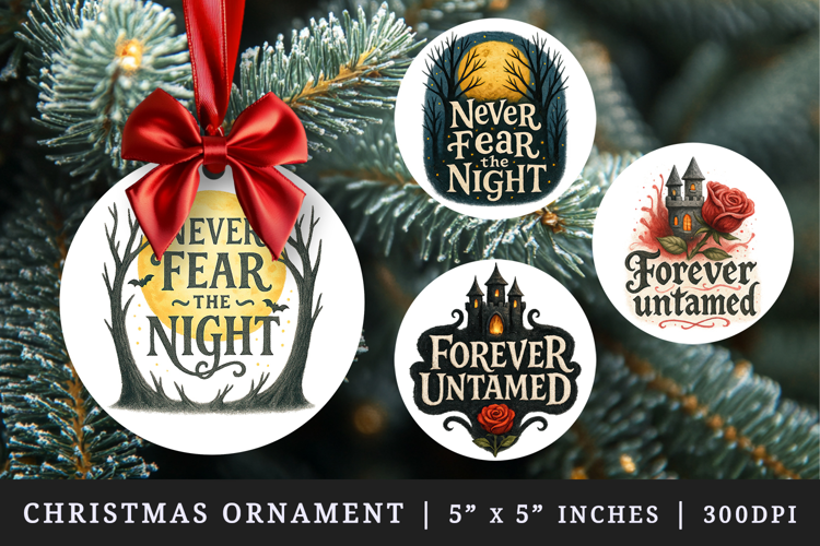 Gothic Quote round ornaments sublimation design