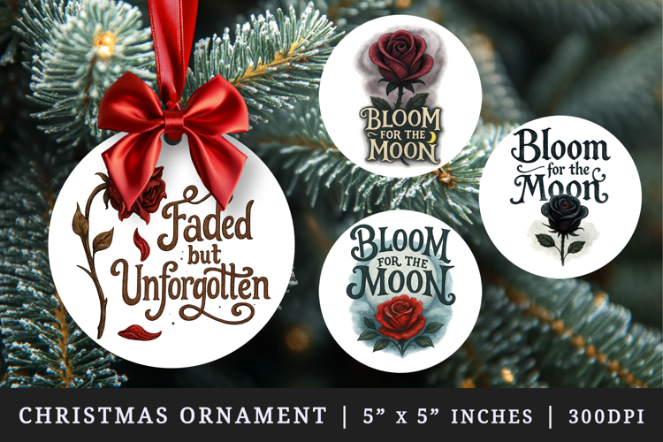 Gothic Quote round ornaments sublimation design