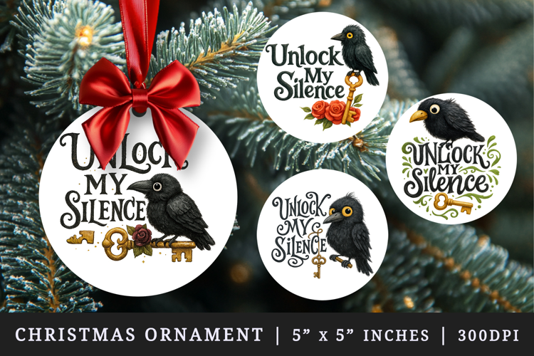 Gothic Quote round ornaments sublimation design