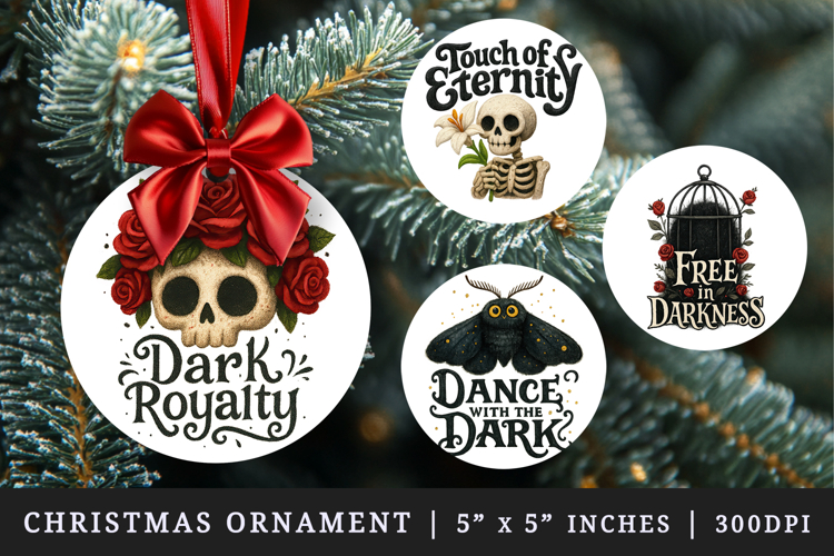 Gothic Quote round ornaments sublimation design