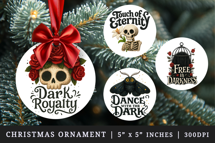 Gothic Quote round ornaments sublimation design