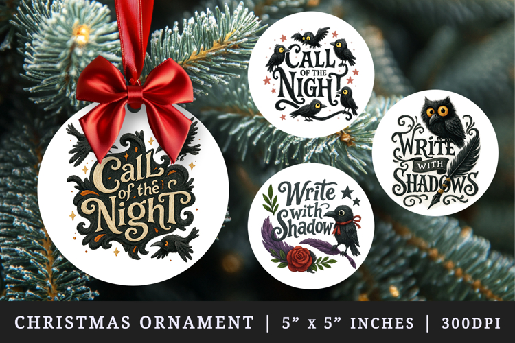 Gothic Quote round ornaments sublimation design