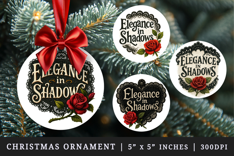 Gothic Quote round ornaments sublimation design