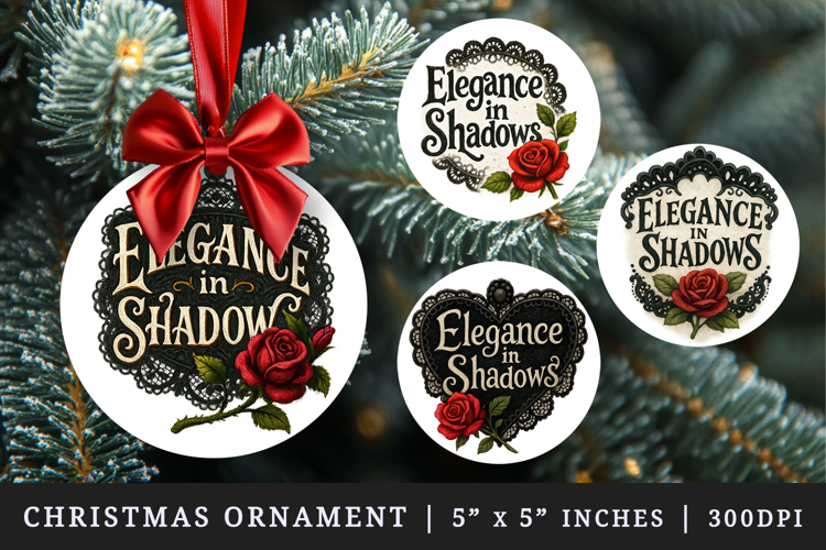 Gothic Quote round ornaments sublimation design