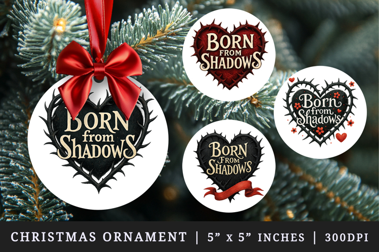 Gothic Quote round ornaments sublimation design