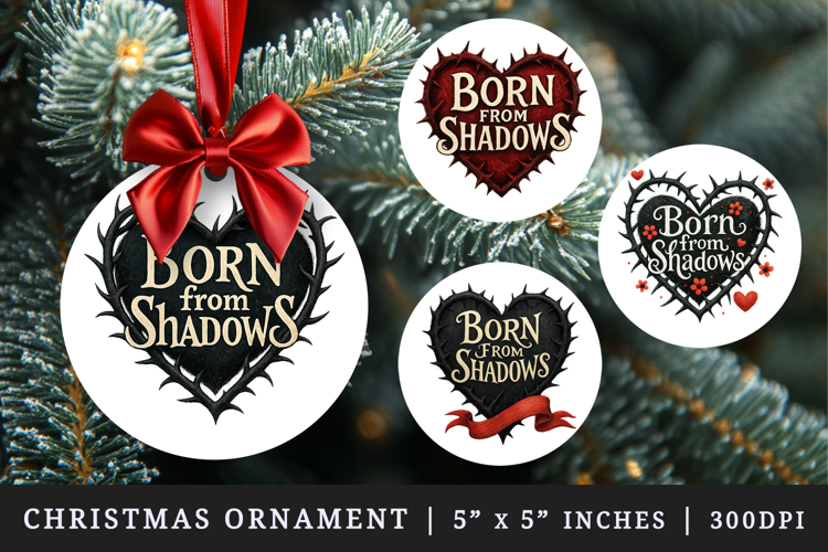 Gothic Quote round ornaments sublimation design