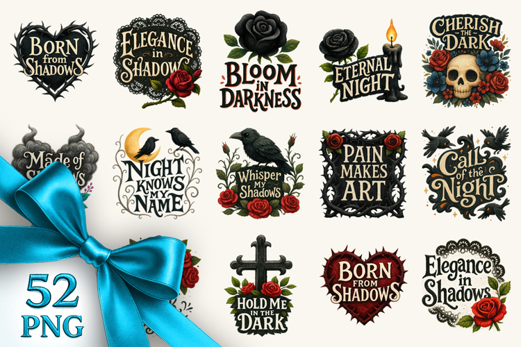 Gothic Quote clipart printable sublimation bundle png