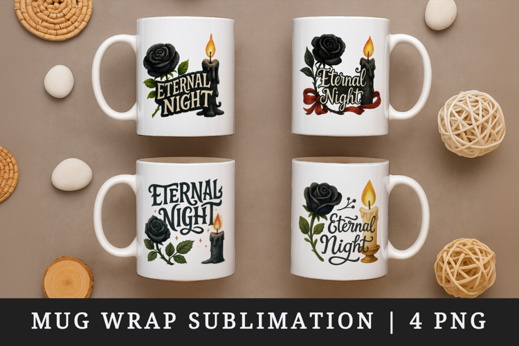 Gothic Quote mug wrap printable sublimation design