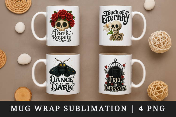 Gothic Quote mug wrap printable sublimation design